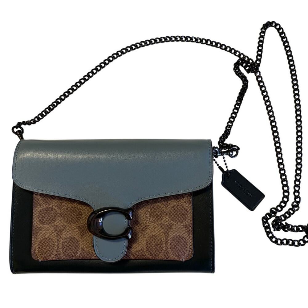 Coach C0778 Tabby Signature Canvas Colorblock Chain Crossbody Clutch Bag